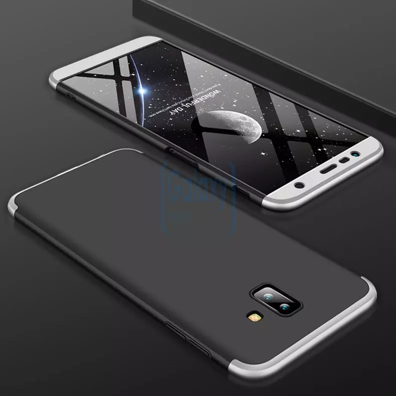 Чехол бампер GKK Dual Armor Case для Samsung Galaxy J6 Plus (2018) Black\Silver (Черный\Серебристый)