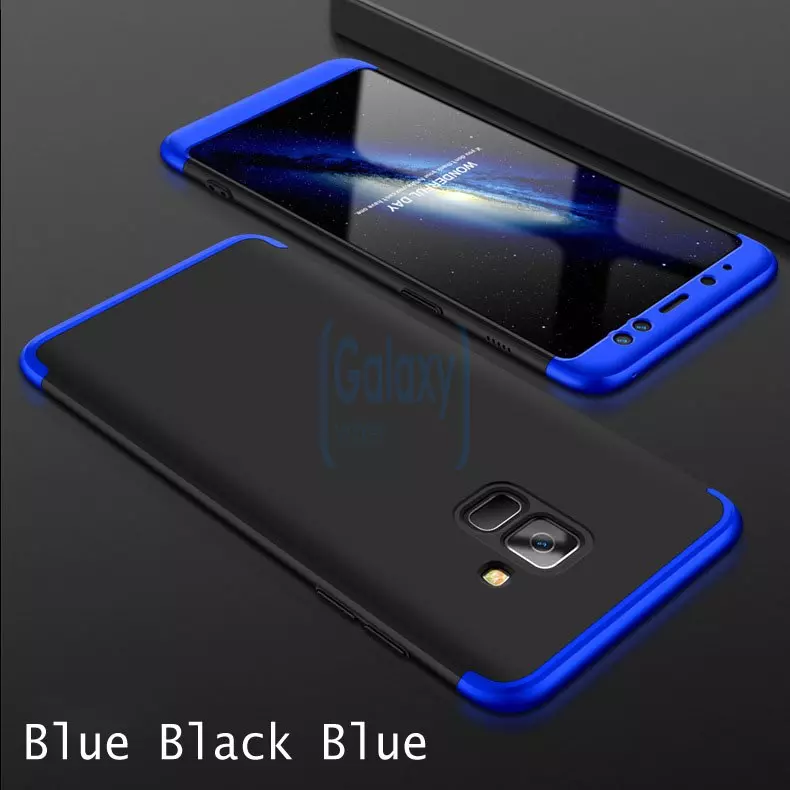 Чехол бампер GKK Dual Armor Case для Samsung Galaxy A8 Plus Black\Blue (Черный/Синий)