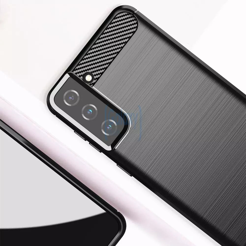 Чехол бампер для Samsung Galaxy S21 FE iPaky Carbon Fiber Gray (Серый)
