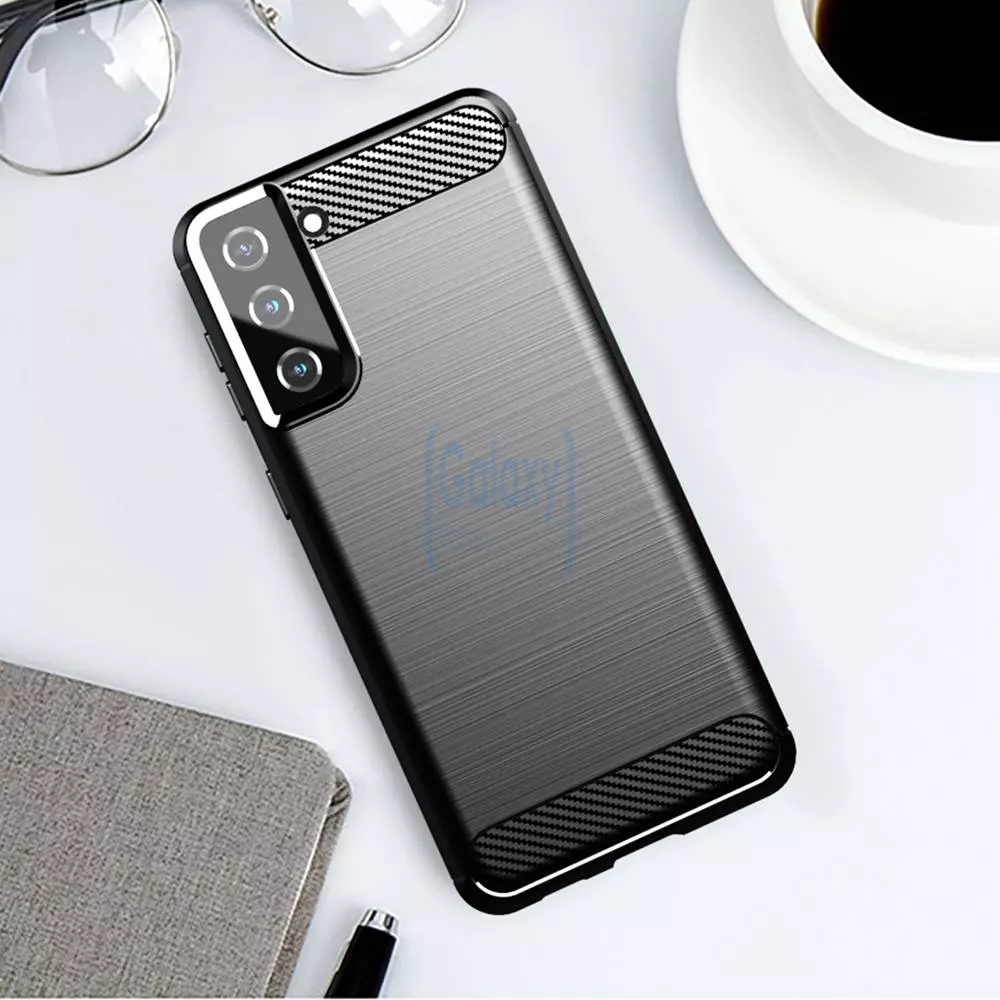 Чехол бампер для Samsung Galaxy S21 FE iPaky Carbon Fiber Gray (Серый)