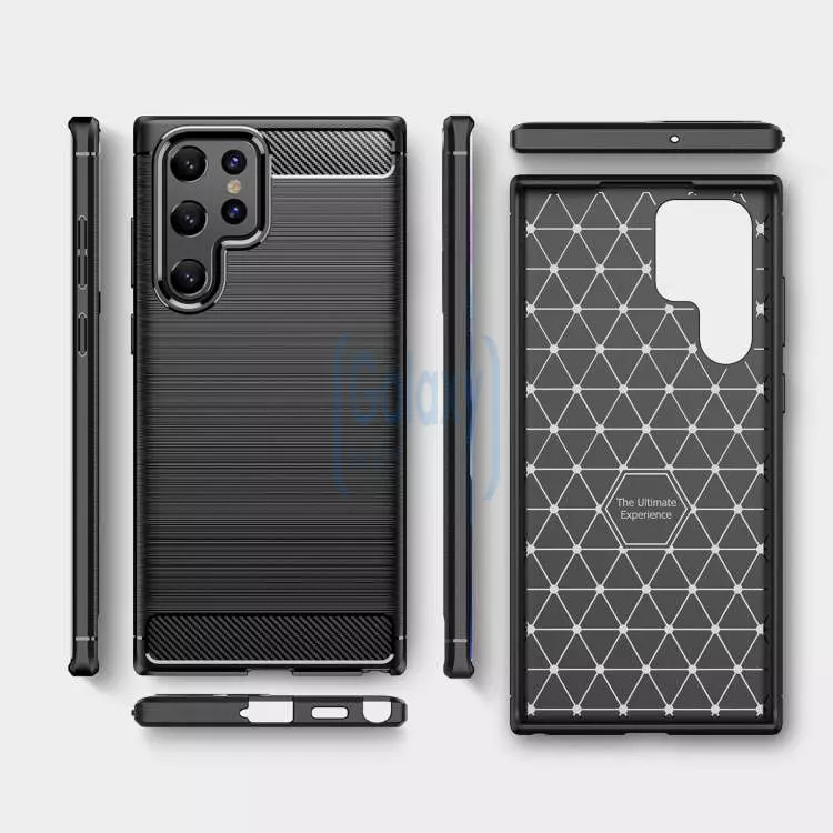 Протиударний чохол бампер для Samsung Galaxy S22 Ultra iPaky Carbon Fiber Black (Чорний)