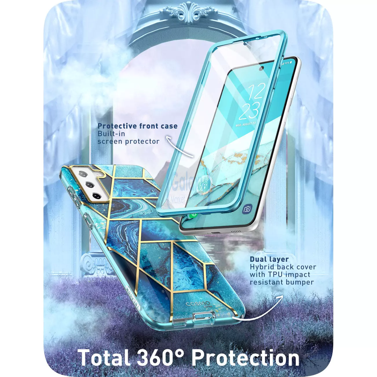 Протиударний чохол бампер i-Blason Cosmo для Samsung Galaxy S22 Plus Ocean Blue (Синій Мармур)