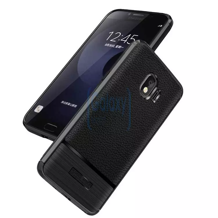 Чехол бампер IDOOLS Leather Fit Case для Samsung Galaxy J4 2018 J400F Black (Черный)