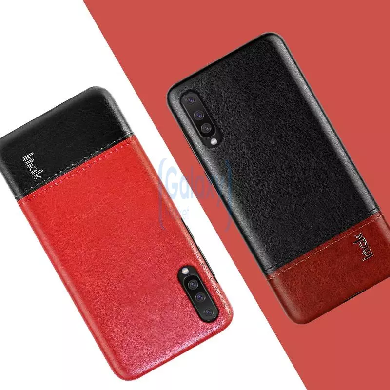 Чехол бампер Imak Leather Fit для Samsung Galaxy A30s Black\Red (Черный\Красный)