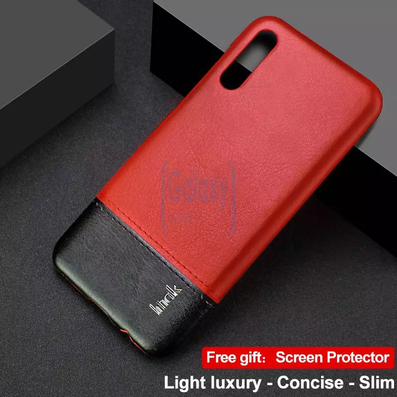 Чехол бампер Imak Leather Fit для Samsung Galaxy A50s Black\Red (Черный\Красный)