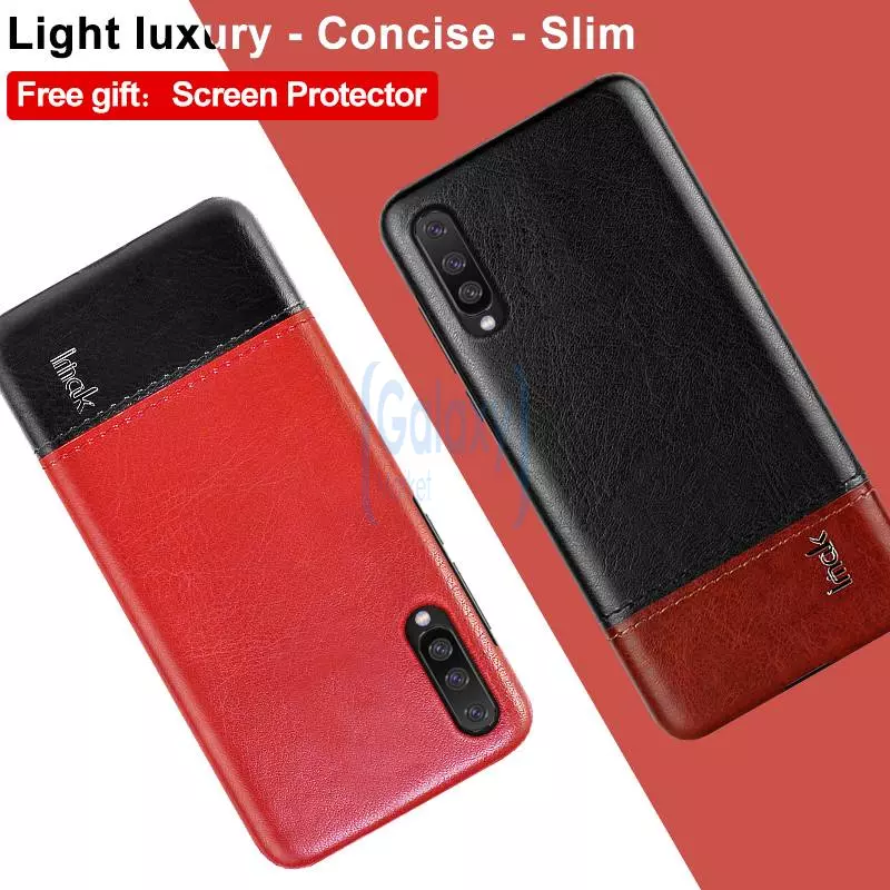 Чехол бампер Imak Leather Fit для Samsung Galaxy A50s Black\Red (Черный\Красный)