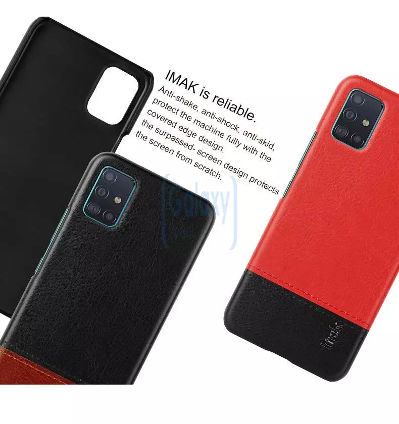 Чехол бампер Imak Leather Fit для Samsung Galaxy A51 Black\Red (Черный\Красный)