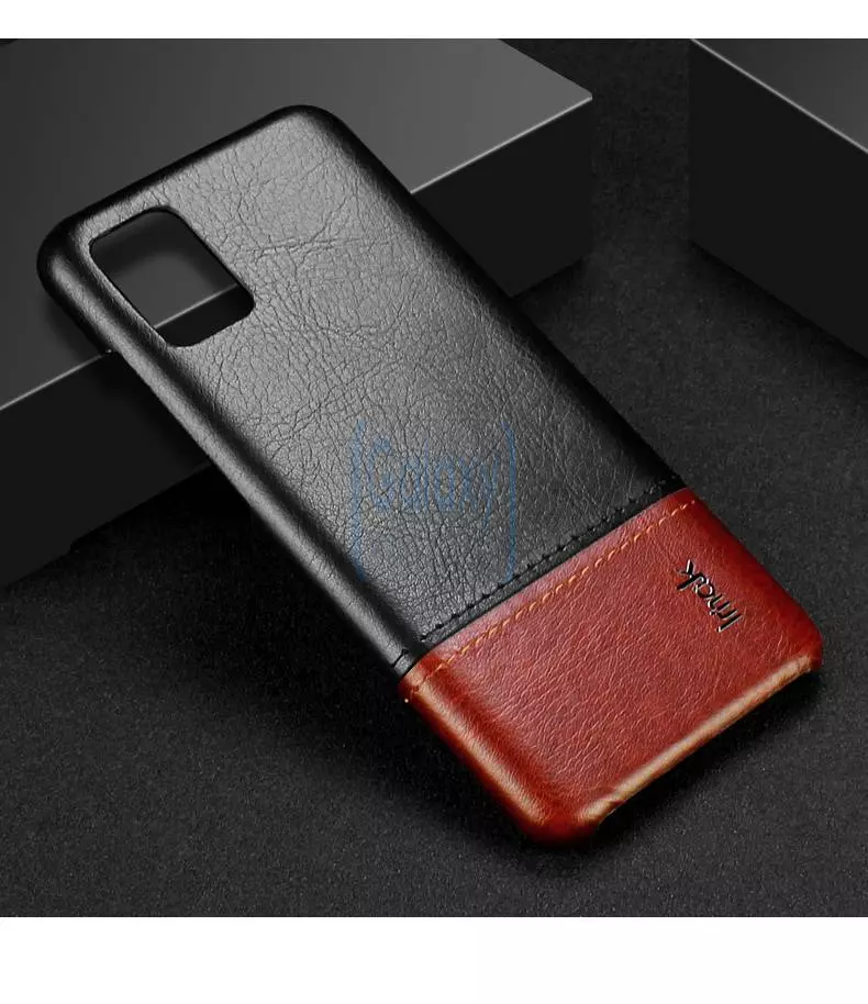 Чехол бампер Imak Leather Fit для Samsung Galaxy A51 Black\Brown (Черный\Коричневый)