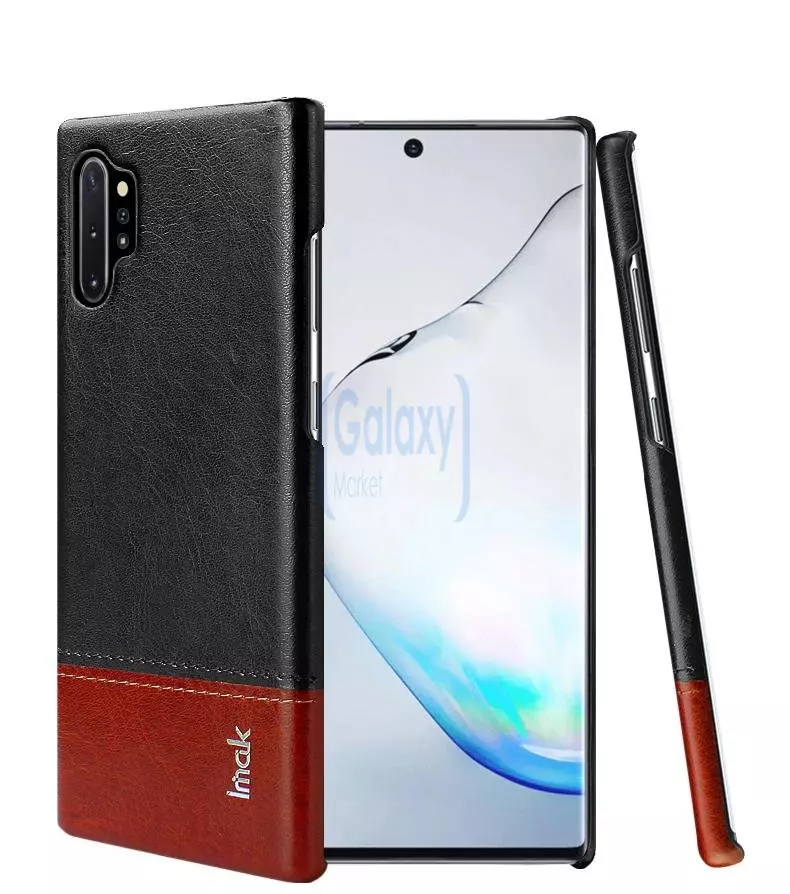 Чехол бампер Imak Leather Fit для Samsung Galaxy Note 10 Plus Black\Brown (Черный\Коричневый)