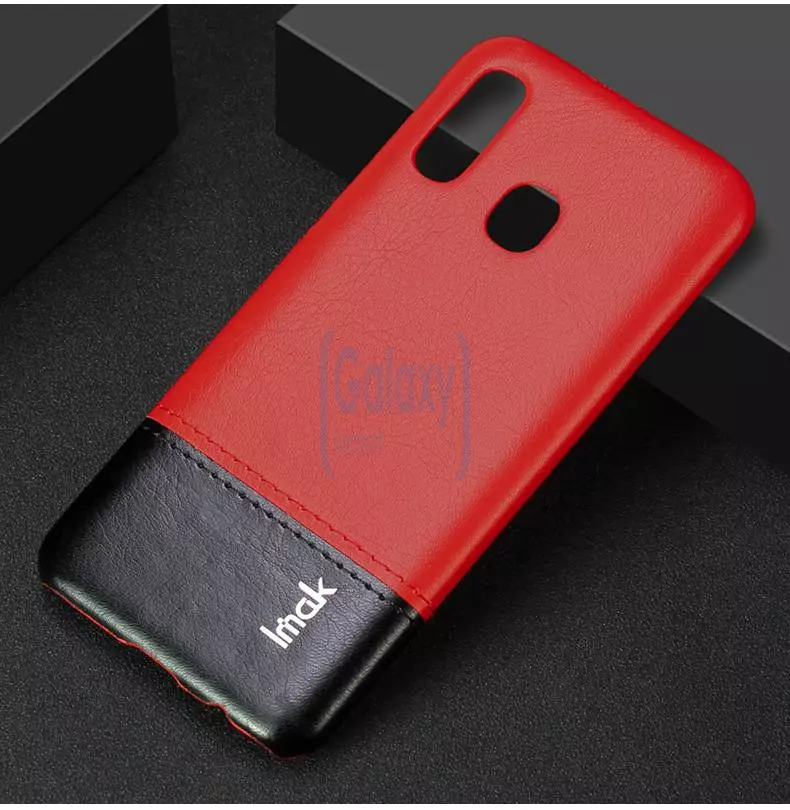 Чехол бампер Imak Leather Fit для Samsung Galaxy A20 Black\Red (Черный\Красный)