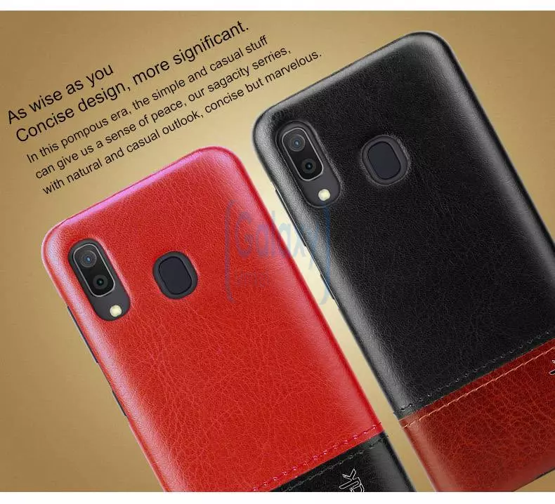 Чехол бампер Imak Leather Fit для Samsung Galaxy A30 Black\Red (Черный\Красный)