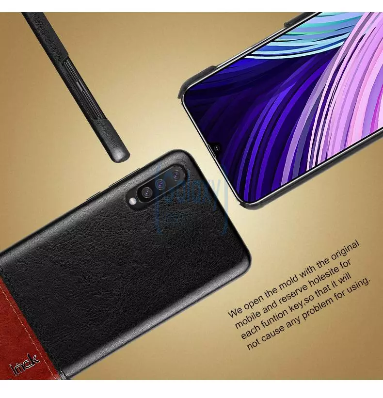 Чехол бампер Imak Leather Fit для Samsung Galaxy A50 Black\Brown (Черный\Коричневый)