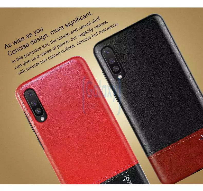 Чехол бампер Imak Leather Fit для Samsung Galaxy A50 Black\Red (Черный\Красный)