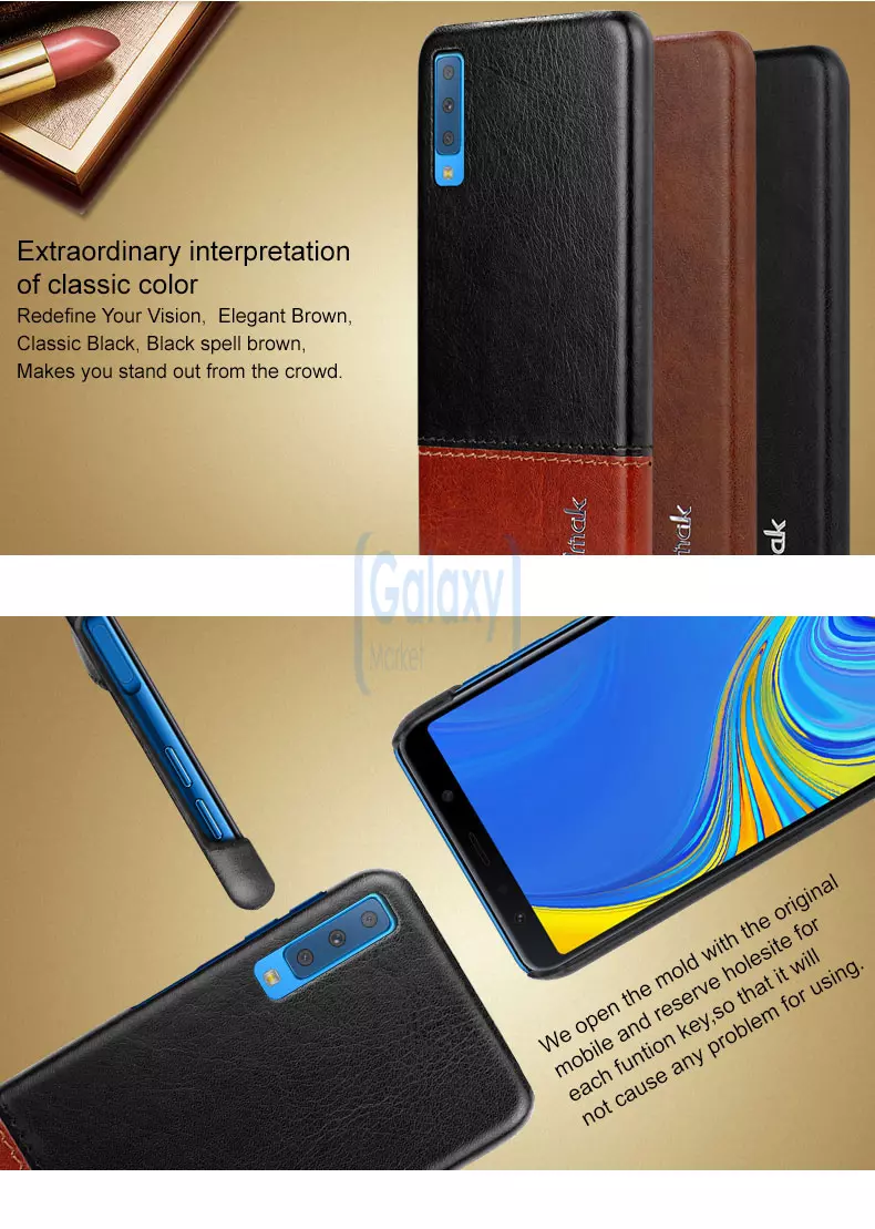 Чехол бампер Imak Leather Fit для Samsung Galaxy A7 2018 Black (Черный)