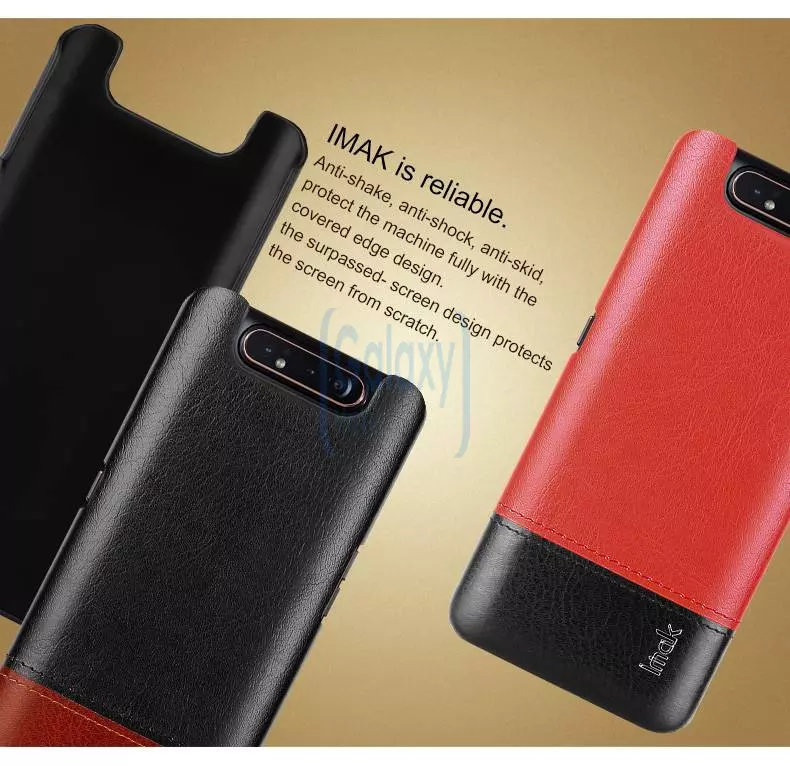 Чехол бампер Imak Leather Fit для Samsung Galaxy A80 Black\Red (Черный\Красный)