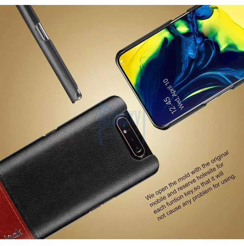 Чехол бампер Imak Leather Fit для Samsung Galaxy A80 Black\Red (Черный\Красный)