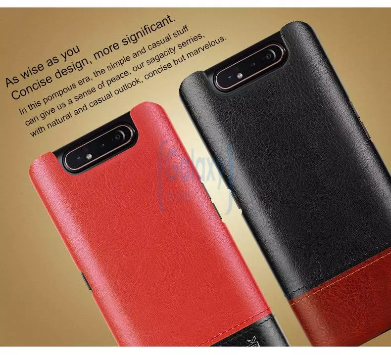 Чехол бампер Imak Leather Fit для Samsung Galaxy A80 Black\Red (Черный\Красный)