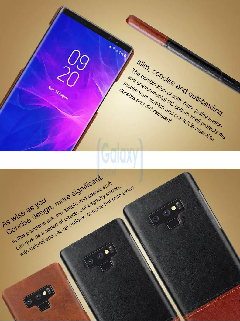 Чехол бампер Imak Leather Fit для Samsung Galaxy Note 9 Black\Brown (Черный\Коричневый)