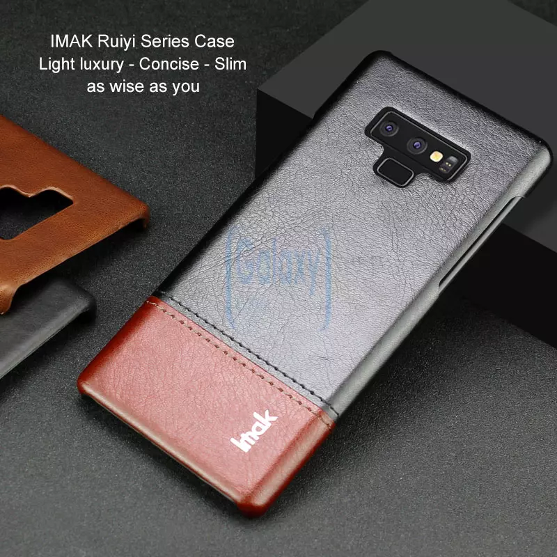 Чехол бампер Imak Leather Fit для Samsung Galaxy Note 9 Black\Brown (Черный\Коричневый)