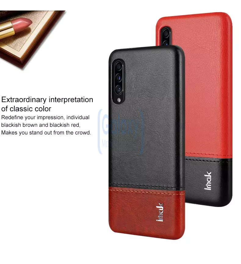 Чехол бампер Imak Leather Fit для Samsung Galaxy A90 5G Black\Red (Черный\Красный)