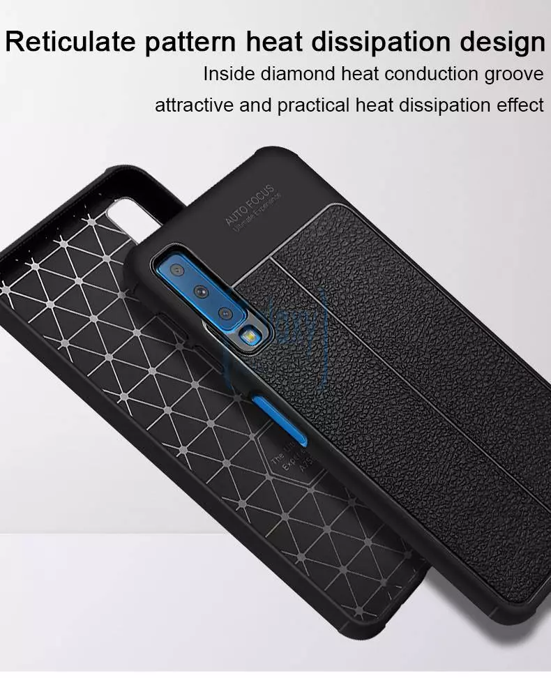 Чехол бампер Imak TPU Leather Pattern для Samsung Galaxy A50 Black (Черный)