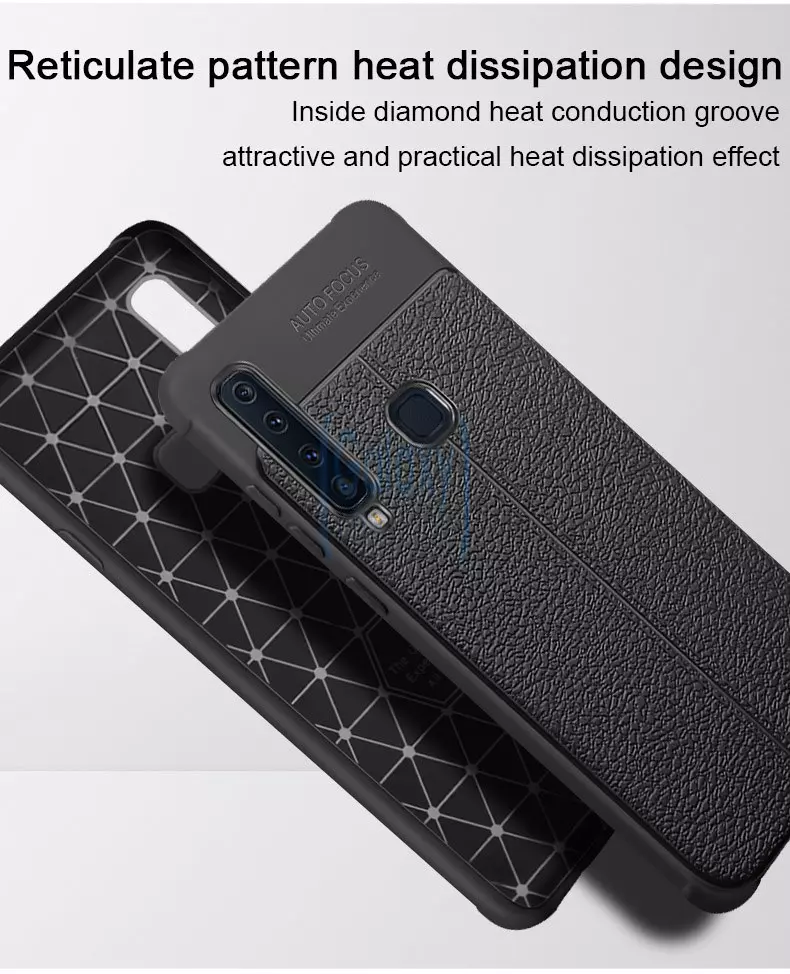 Чехол бампер Imak TPU Leather Pattern для Samsung Galaxy A9 2018 Black (Черный)