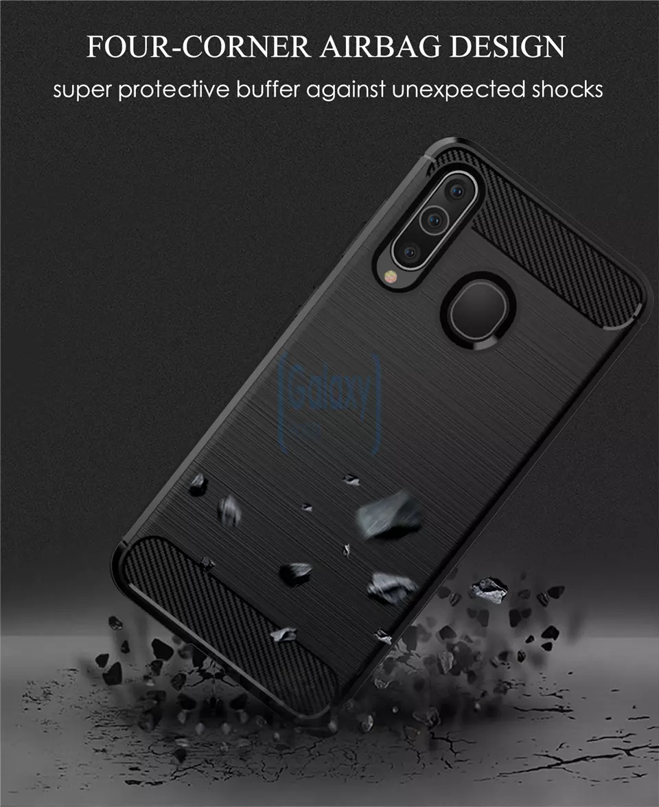 Чехол бампер Ipaky Carbon Fiber для Samsung Galaxy A60 Black (Черный)