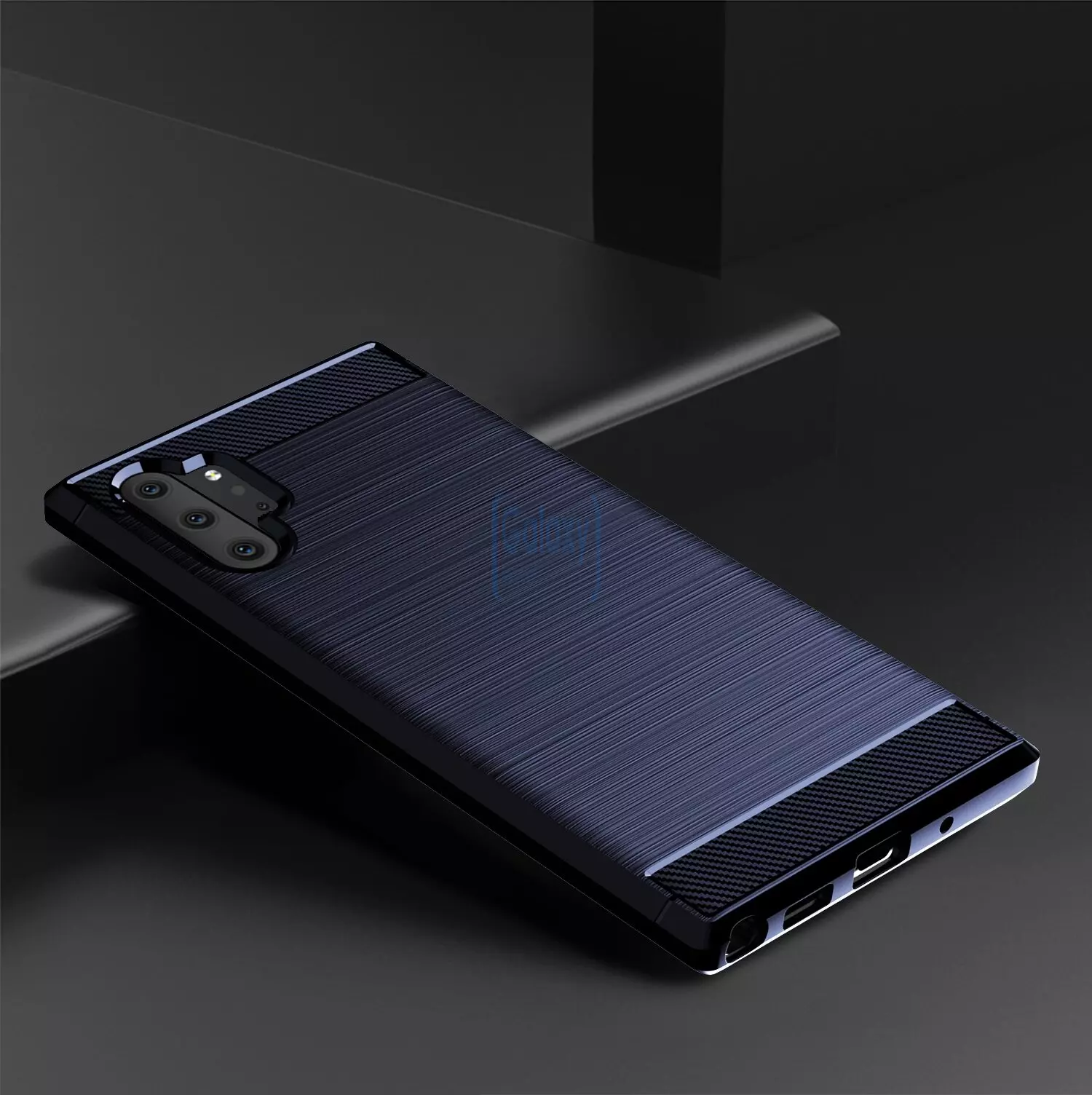 Чехол бампер Ipaky Carbon Fiber для Samsung Galaxy Note 10 Blue (Синий)