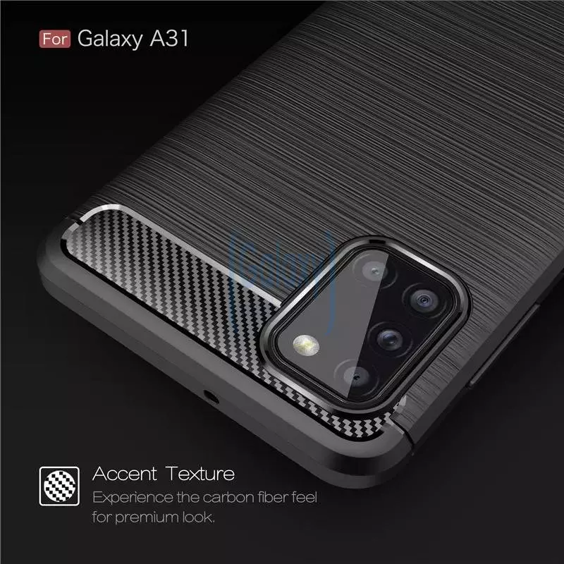 Чехол бампер Ipaky Carbon Fiber для Samsung Galaxy A21s Blue (Синий)