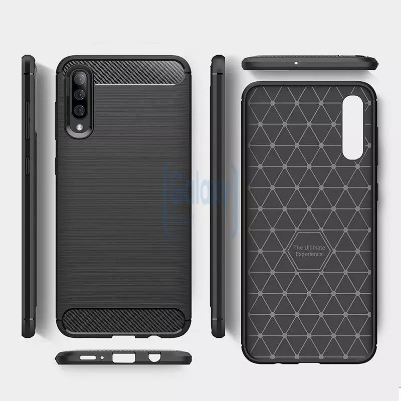 Чехол бампер Ipaky Carbon Fiber для Samsung Galaxy A41 Blue (Синий) Чехол бампер Ipaky Carbon Fiber для Samsung Galaxy A41 Blue (Синий)