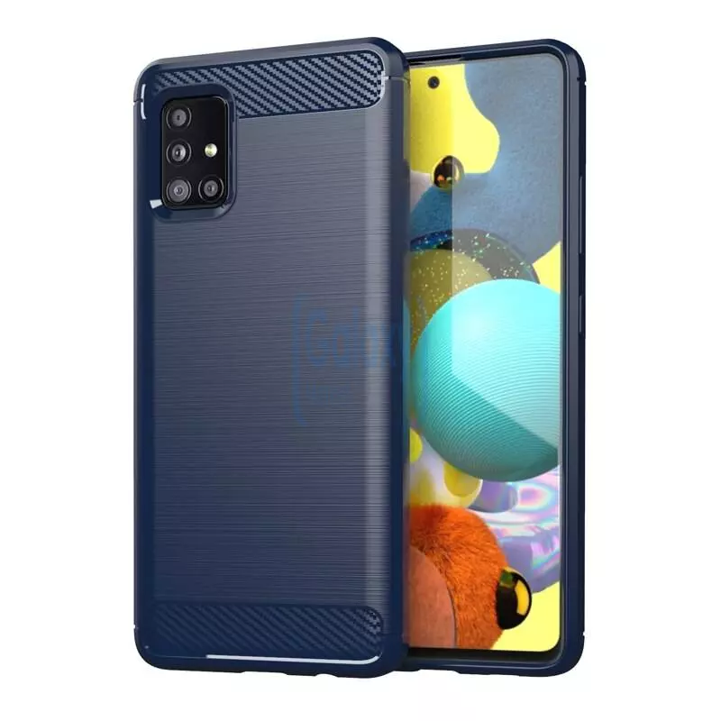 Чехол бампер Ipaky Carbon Fiber для Samsung Galaxy M51 Blue (Синий)