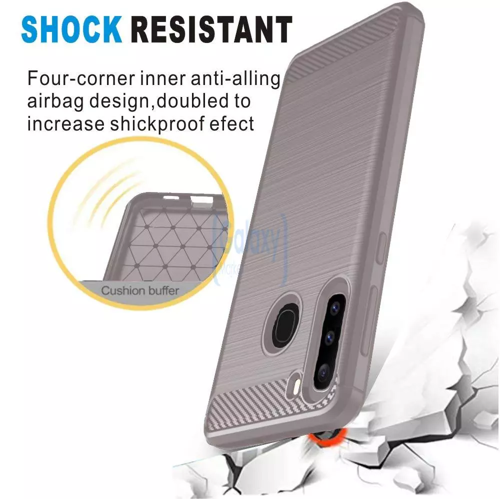 Чехол бампер Ipaky Carbon Fiber для Samsung Galaxy A21 Gray (Серый)