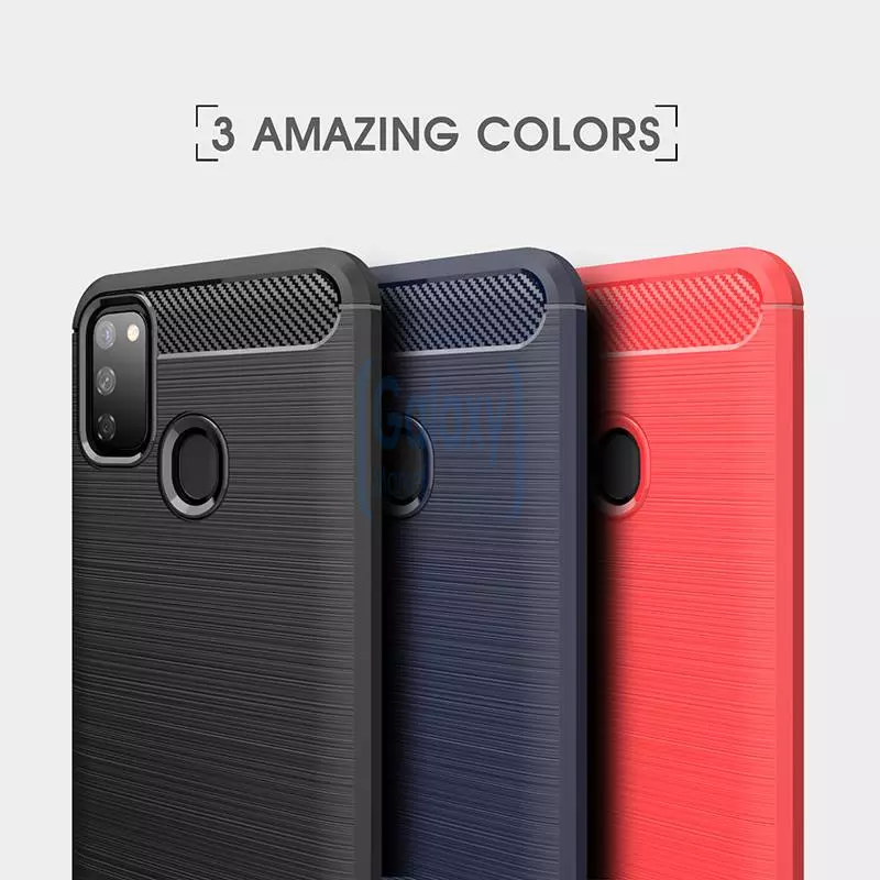 Чехол бампер Ipaky Carbon Fiber для Samsung Galaxy M31 Red (Красный)