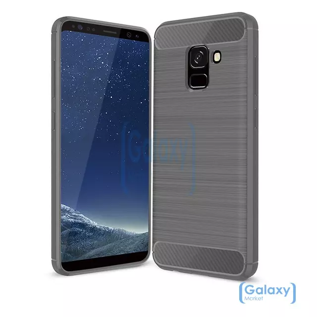 Чехол бампер Ipaky Carbon Fiber для Samsung Galaxy A8 Plus 2018 Gray (Серый)