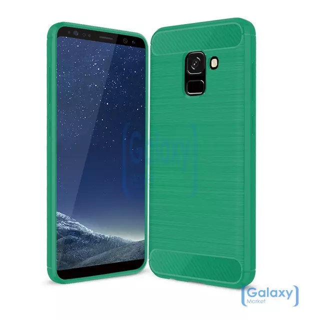 Чехол бампер Ipaky Carbon Fiber для Samsung Galaxy A8 plus 2018 Blue (Синий)