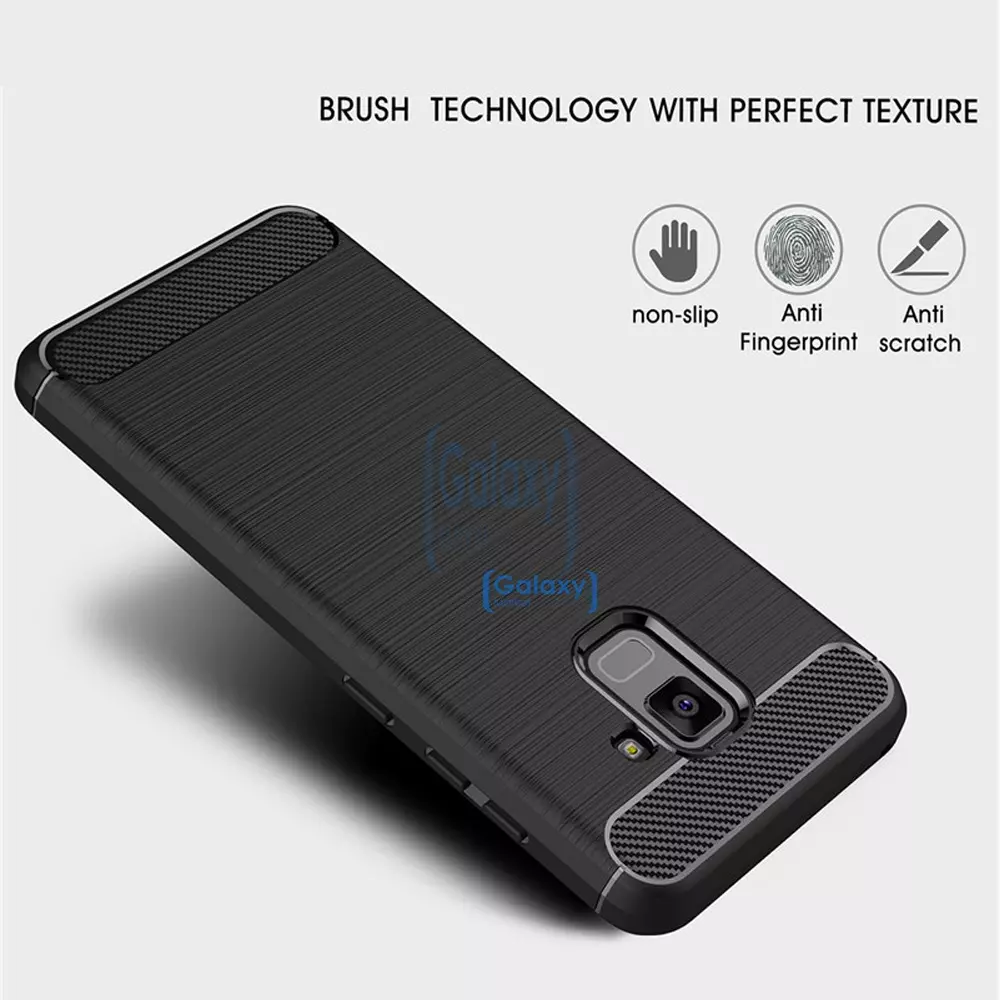 Чехол бампер Ipaky Carbon Fiber для Samsung Galaxy A8 Plus 2018 Black (Черный)