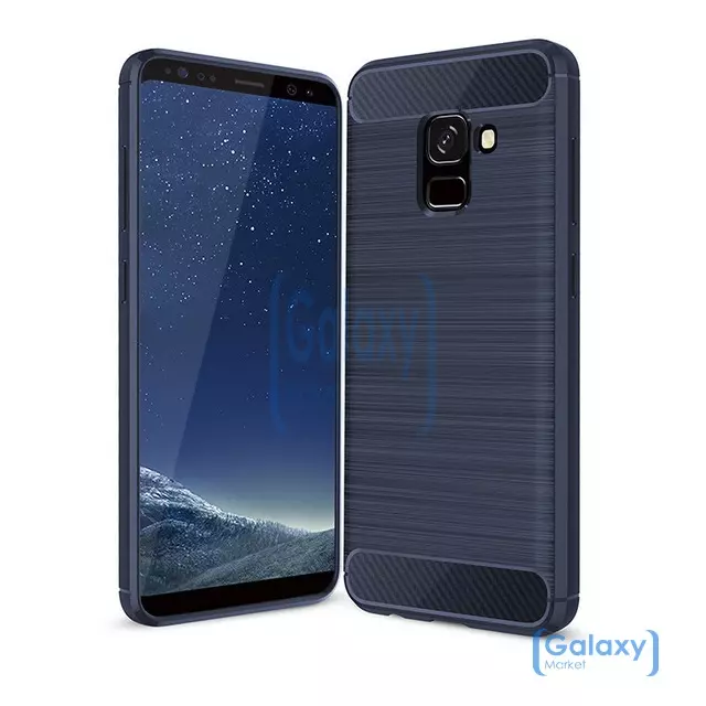 Чехол бампер Ipaky Carbon Fiber для Samsung Galaxy A6 2018 Blue (Синий)