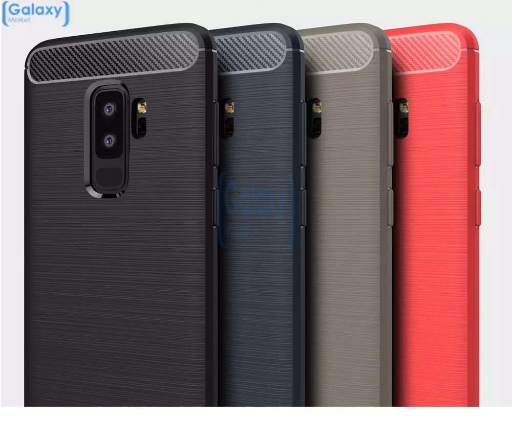 Чехол бампер Ipaky Carbon Fiber для Samsung Galaxy S9 Plus Red (Красный)