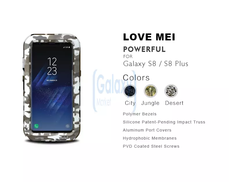 Противоударный металлический Чехол бампер Love Mei Camo Case для Samsung Galaxy S8 Plus Desert (Пустыня)