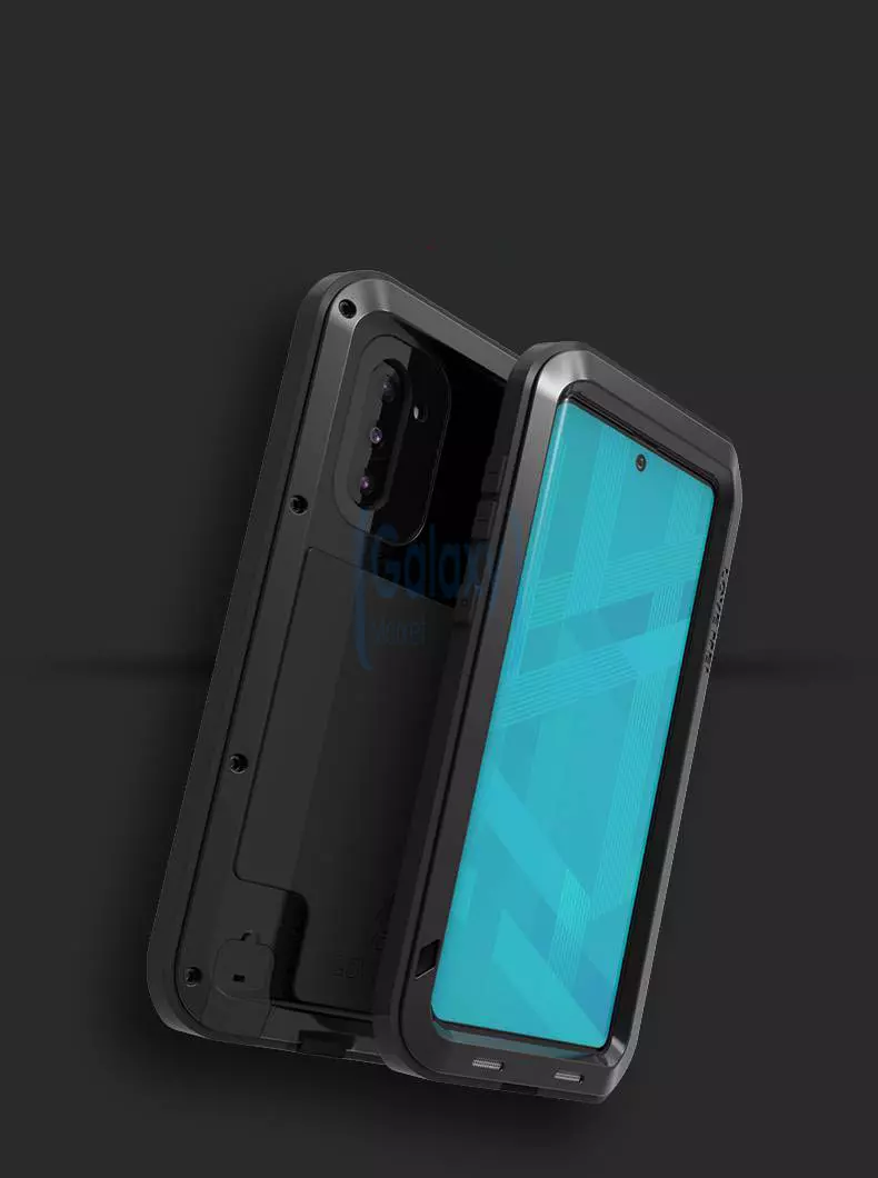 Противоударный металлический Чехол бампер Love Mei Powerful для Samsung Galaxy Note 10 Black (Черный)