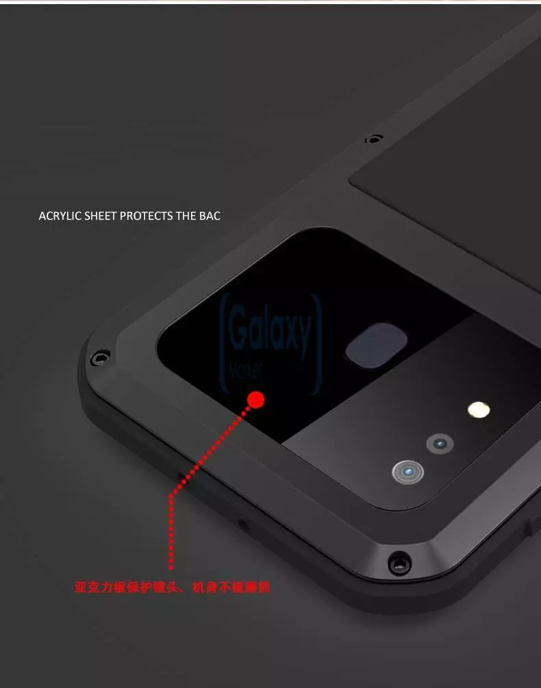 Противоударный металлический Чехол бампер Love Mei Powerful для Samsung Galaxy A20 Black (Черный)