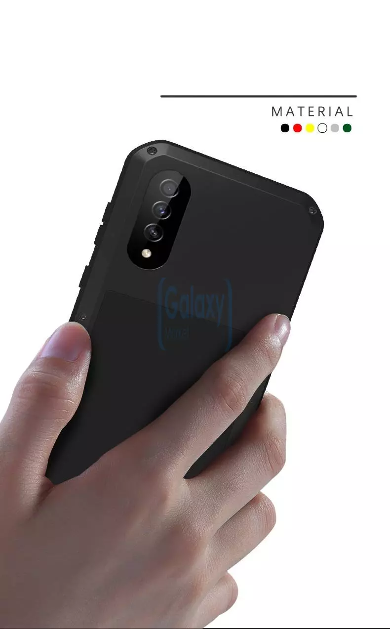 Противоударный металлический Чехол бампер Love Mei Powerful для Samsung Galaxy A50s Black (Черный)