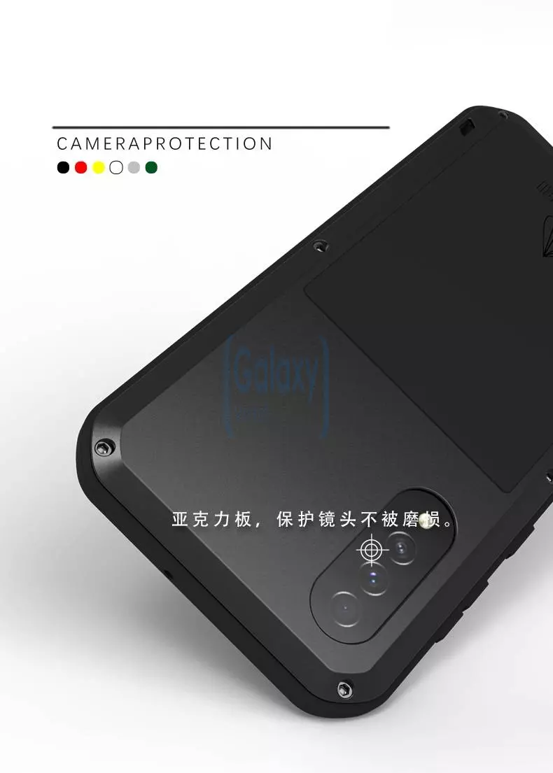 Противоударный металлический Чехол бампер Love Mei Powerful для Samsung Galaxy A50s Black (Черный)