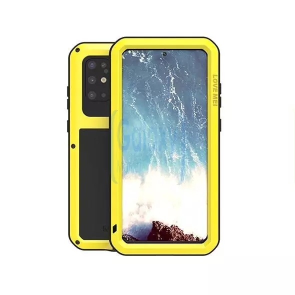 Противоударный металлический Чехол бампер Love Mei Powerful для Samsung Galaxy S20 Plus Yellow (Желтый)