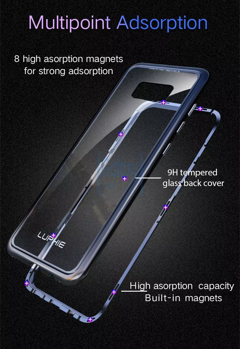 Чехол бампер Luphie Magnetic Case для Samsung Galaxy S8 G950F Transparent/Silver (Прозрачный/Серебристый)