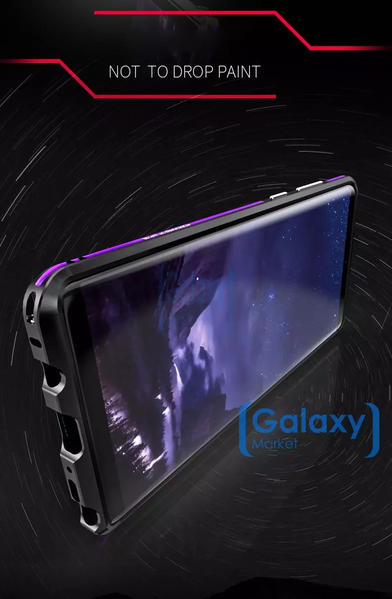 Металлический Чехол бампер Luphie Sword для Samsung Galaxy Note 8 Black & Purple (Черный/Фиолетовый)