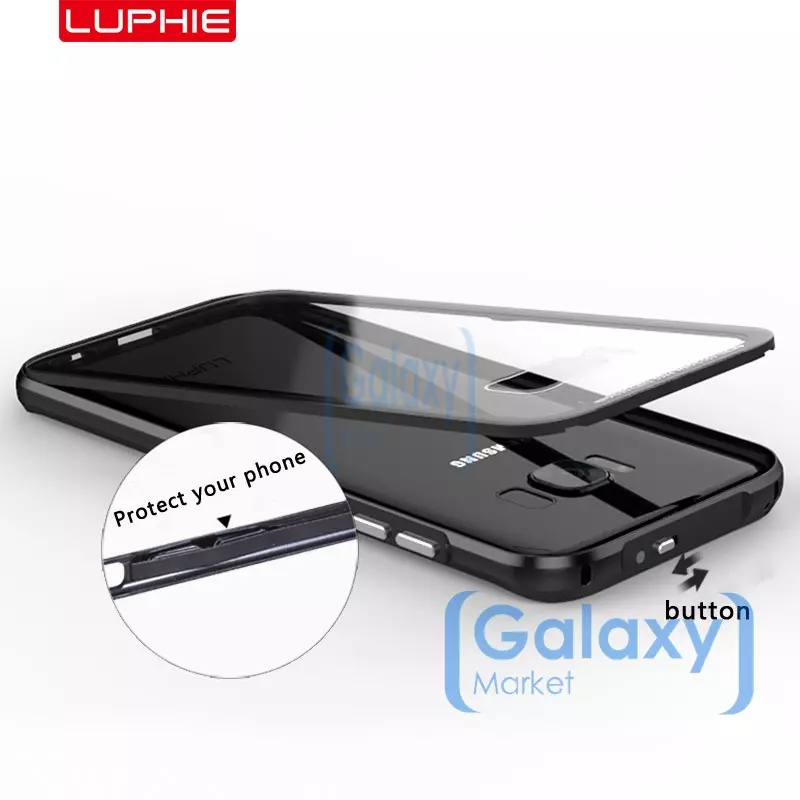 Металлический Чехол бампер Luphie Transparent Case для Samsung Galaxy S8 Plus Gold (Золотой)