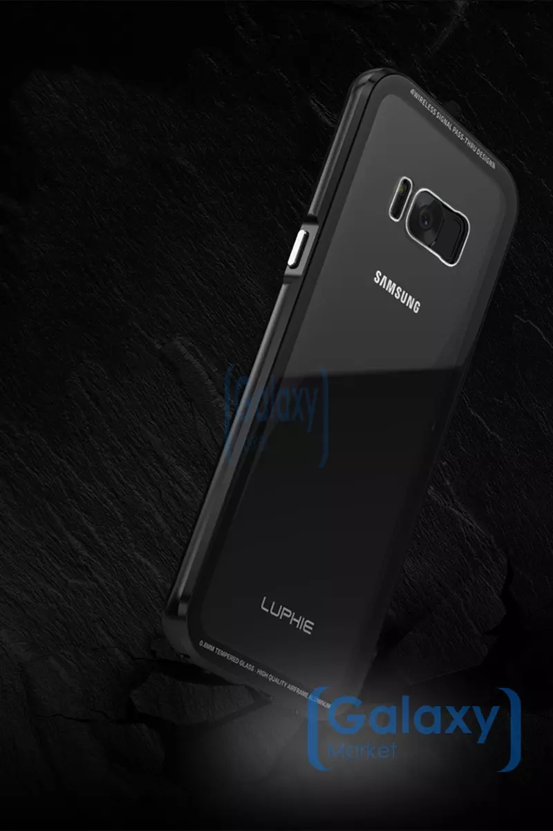 Металлический Чехол бампер Luphie Transparent Case для Samsung Galaxy S8 Plus Gold (Золотой)