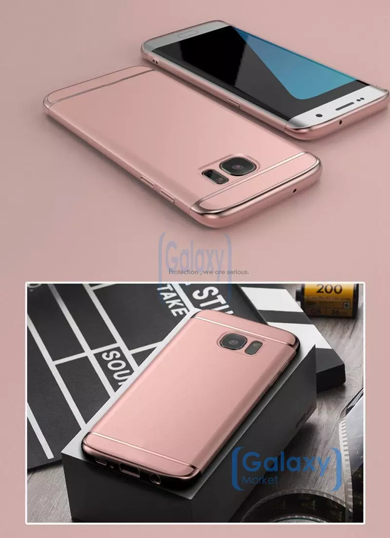Чехол бампер Mofi Electroplating Case для Samsung Galaxy A3 (A3 2017) Rose Gold (Розовое Золото)