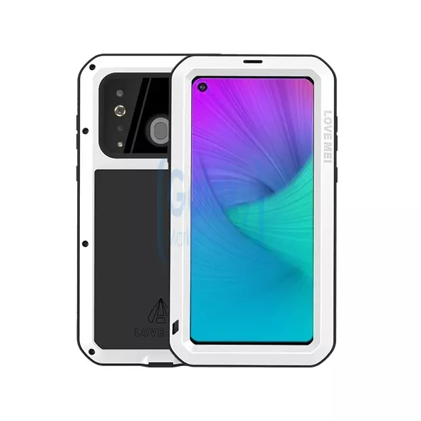 Противоударный металлический Чехол бампер Love Mei Powerful для Samsung Galaxy A8 Plus 2018 A730F White (Белый)